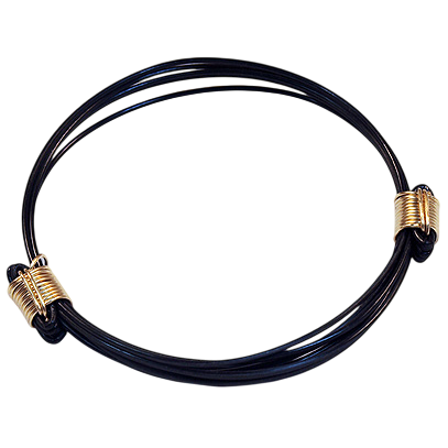 Black Elephant Hair Bracelet with Yellow Gold Knots