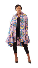 Flared Hi-Lo Royalty Print Smock