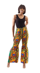Kente Print Elastic Flare Pants