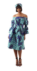 African Print Off Shoulder Dress