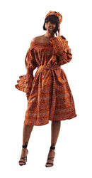 African Print Off Shoulder Dress