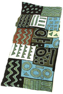 African Blue and Green Bogolan Festival Throw Blanket