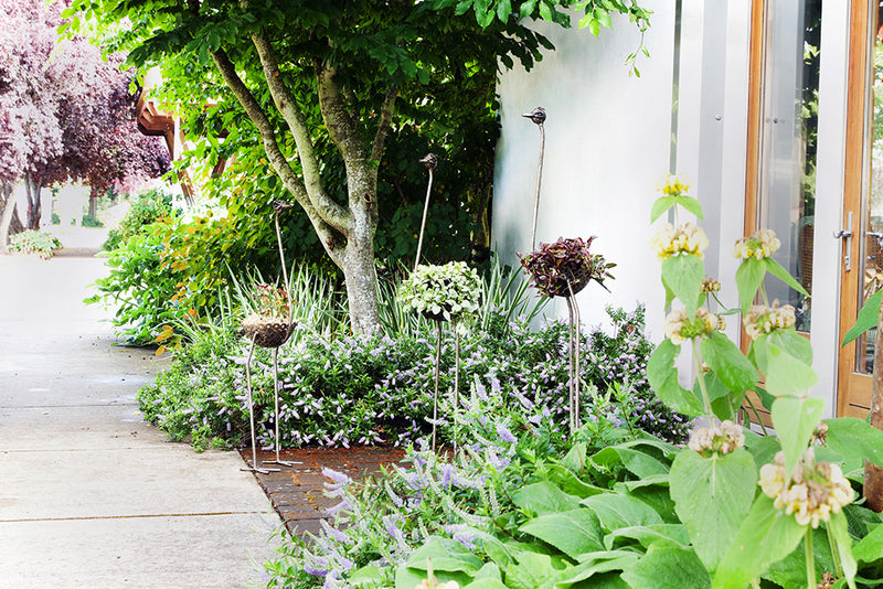 Tall Recycled Metal Ostrich Planters