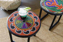 12" Intricately Beaded Rainbow Paisley Plant Stand