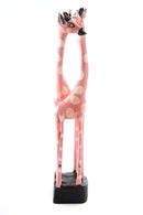 Small Pink East & West Jacaranda Wood Giraffe Sculpture