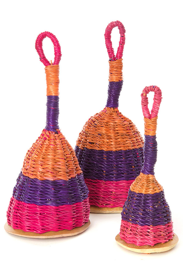 Purple, Pink & Orange Woven Elephant Grass Rattles