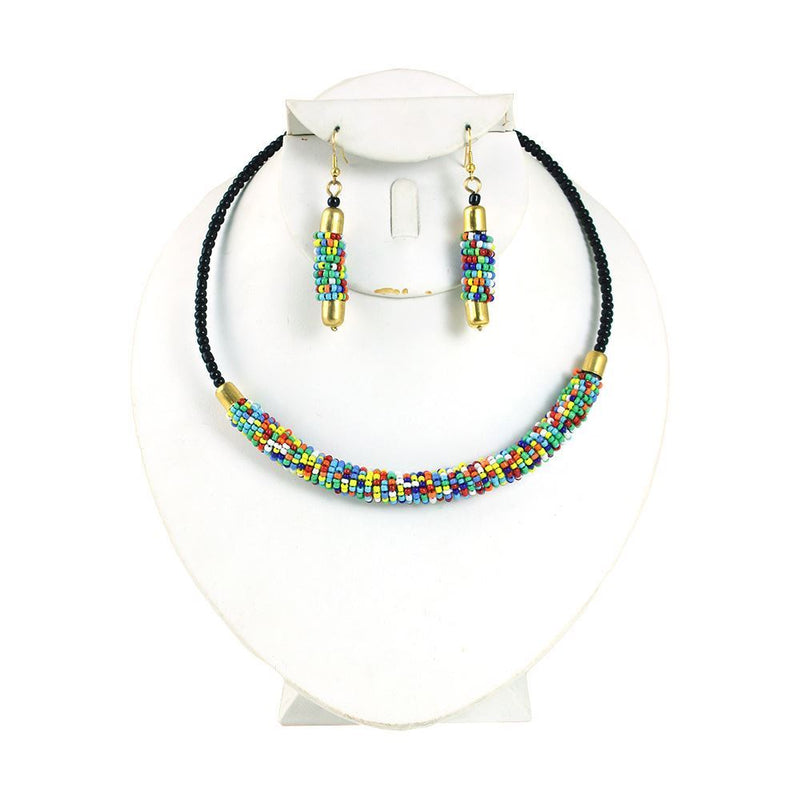 Maasai Bead Choker & Earrings