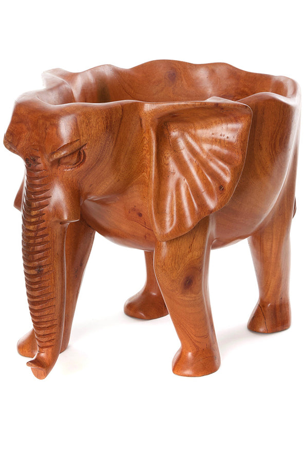 Hand Carved Mahogany Elephant Bowl