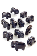 One Dozen Tiny Black Soapstone Elephants