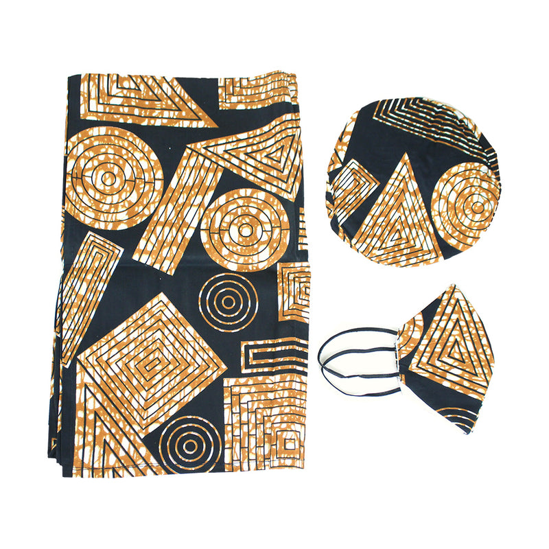 African Print Head Wrap/Mask/Hat Set