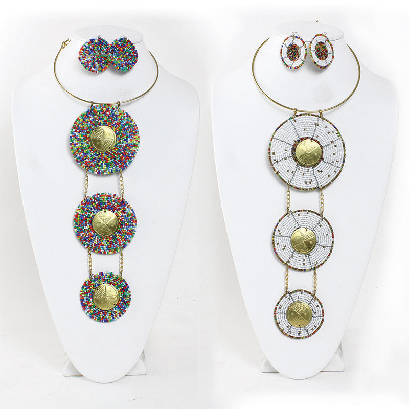 Maasai Bead & Brass Goddess Necklace Set