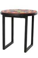 12" Intricately Beaded Rainbow Paisley Plant Stand