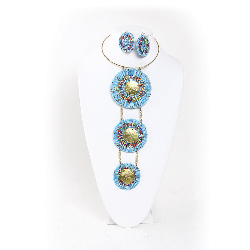 Maasai Bead & Brass Goddess Necklace Set