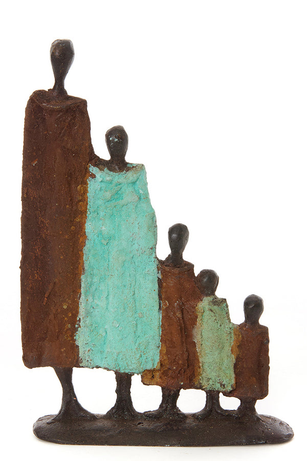 Burkina Bronze Nomad Family of Five Sculpture