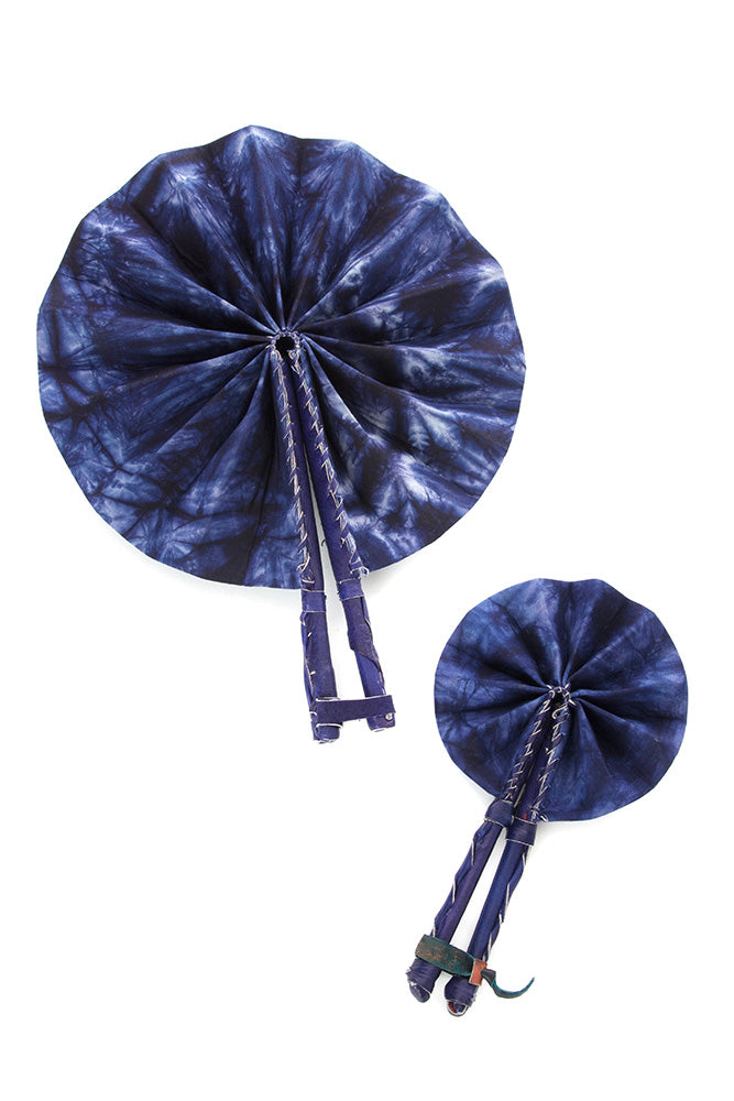 Petite Deep Indigo Resist Dyed African Hand Fan