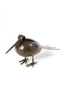 Metal and Stone Plump Bird Sculpture