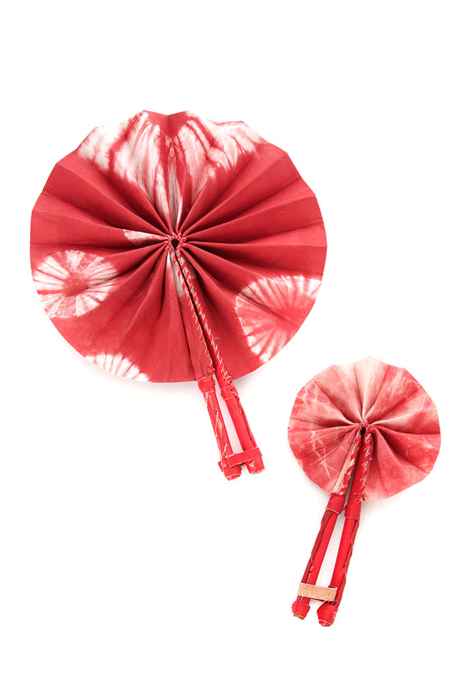 Petite Red Resist Dyed African Hand Fan