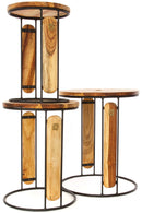 Set of Three Round Ghanaian Nesting Tables with Brass Dwennimmen Symbols