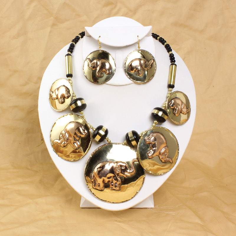Brass & Copper Elephant Jewellery Set