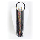 Long Black Maasai Bead Fringe Choker Set
