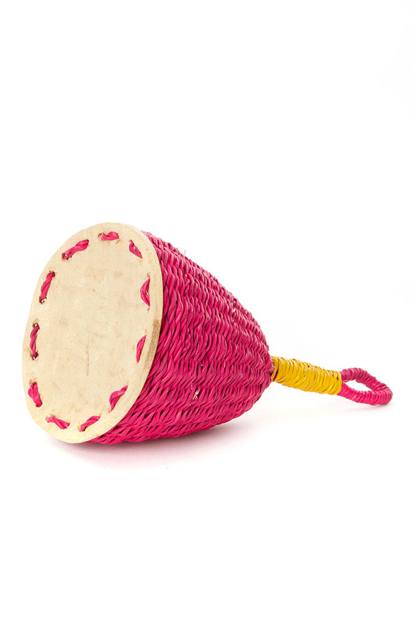 Pink and Yellow Woven Elephant Grass Rattles