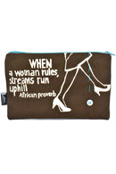 Brown When a Woman Rules 8" African Proverb Pouch