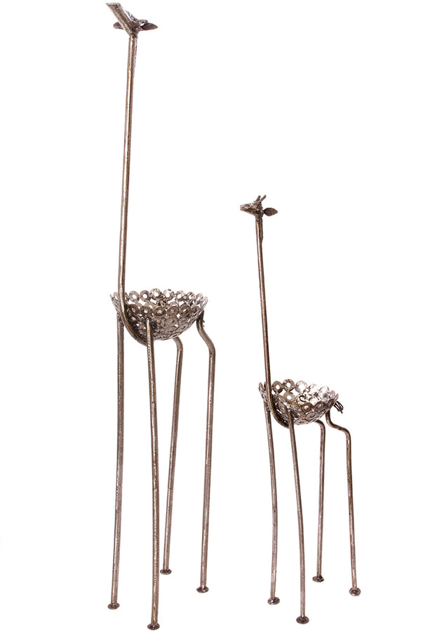 Kenyan Recycled Metal Slender Giraffe Plant Holders