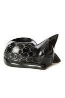 Black Soapstone Cozy Cat Tea Light Candle Holder