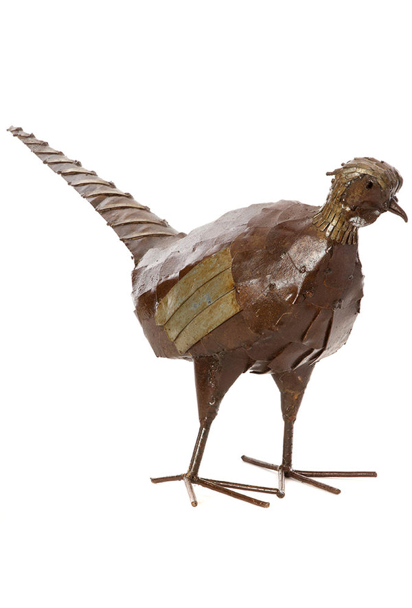 Recycled Metal Pheasant Sculpture from Zimbabwe