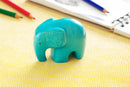 Aqua Bashful Elephant Soapstone Sculpture