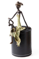 Assorted Bronze Seated Mother with Child Sculptures