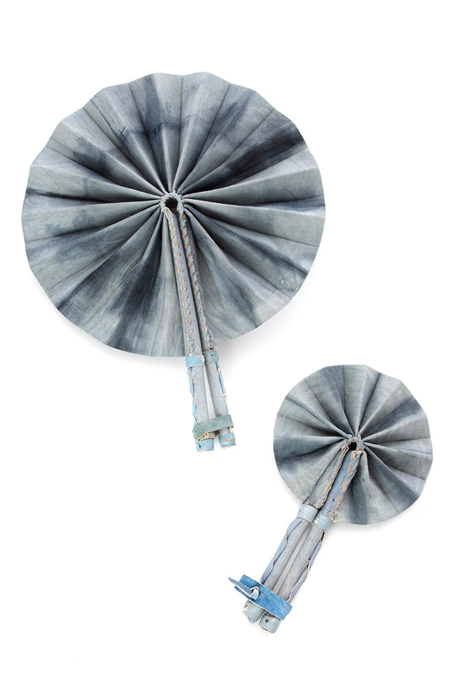 Dove Gray Resist Dyed African Hand Fan