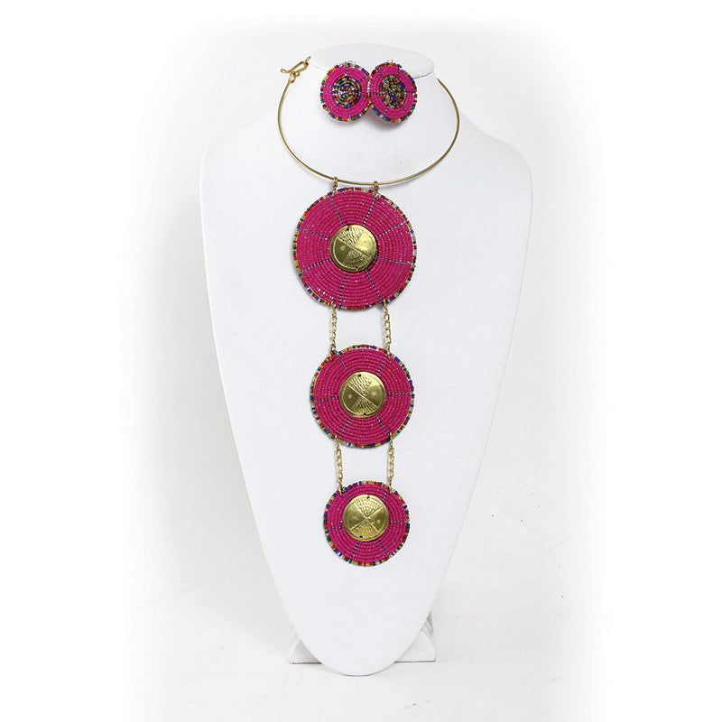 Maasai Bead & Brass Goddess Necklace Set