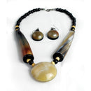 Massive Bone Pendant Beaded Necklace Set