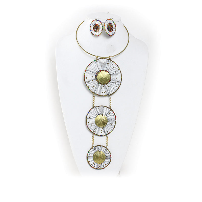 Maasai Bead & Brass Goddess Necklace Set
