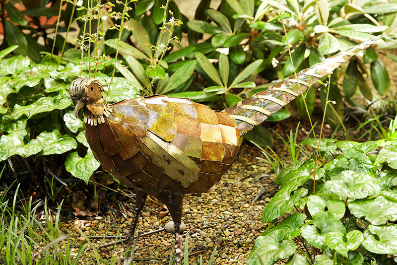 Recycled Metal Pheasant Sculpture from Zimbabwe
