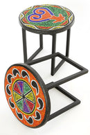 12" Intricately Beaded Rainbow Paisley Plant Stand