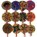 Set of 12 African Folding Fans