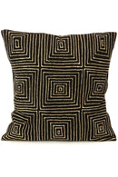 Black Segou Squares Organic Cotton Pillow with Optional Insert