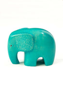 Aqua Bashful Elephant Soapstone Sculpture