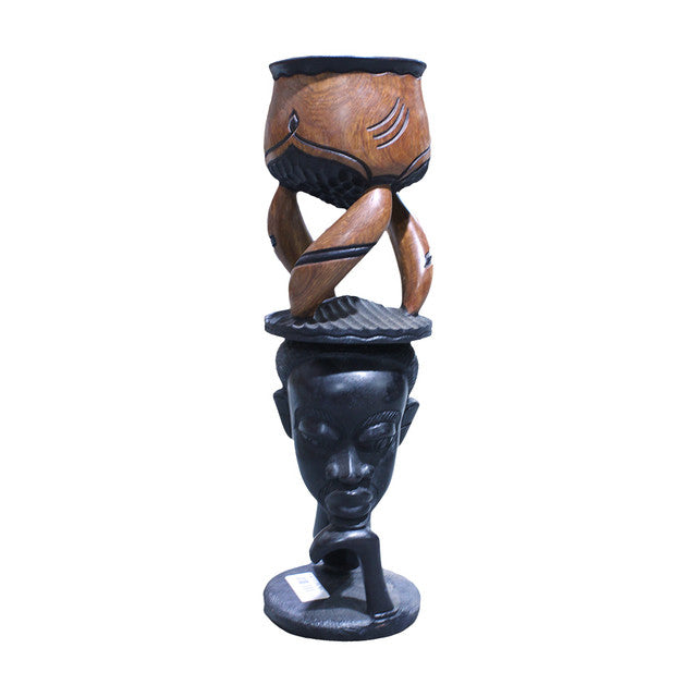 Wood Carved Sculptural Bowl