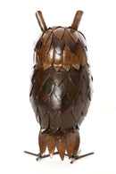 Brown Recycled Metal Great Horned Owl Sculptures