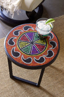 12" Intricately Beaded Rainbow Paisley Plant Stand