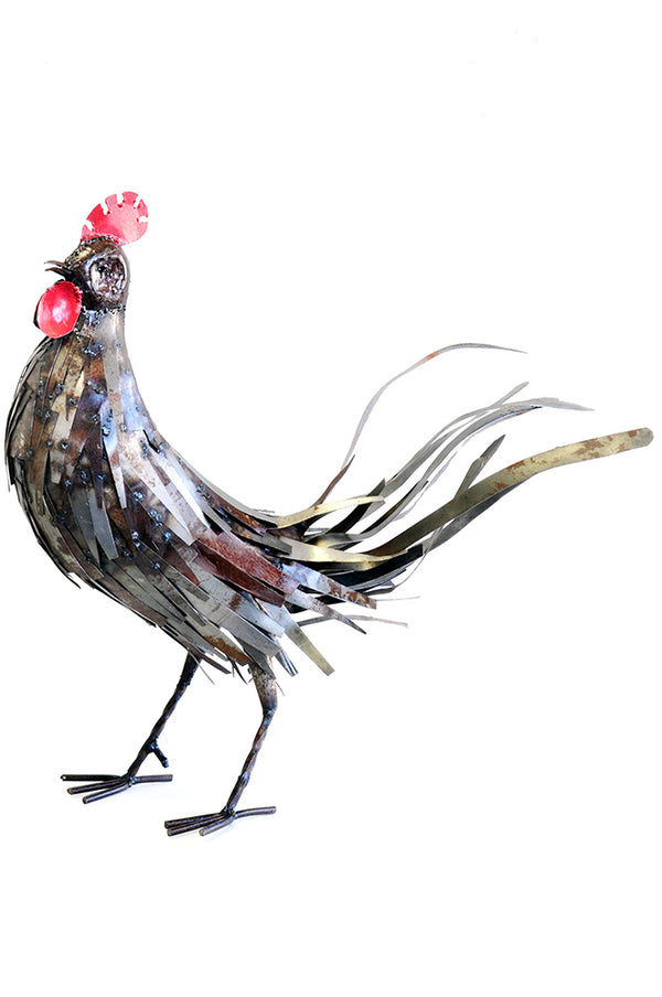 Kenyan Recycled Metal Rooster Sculpture