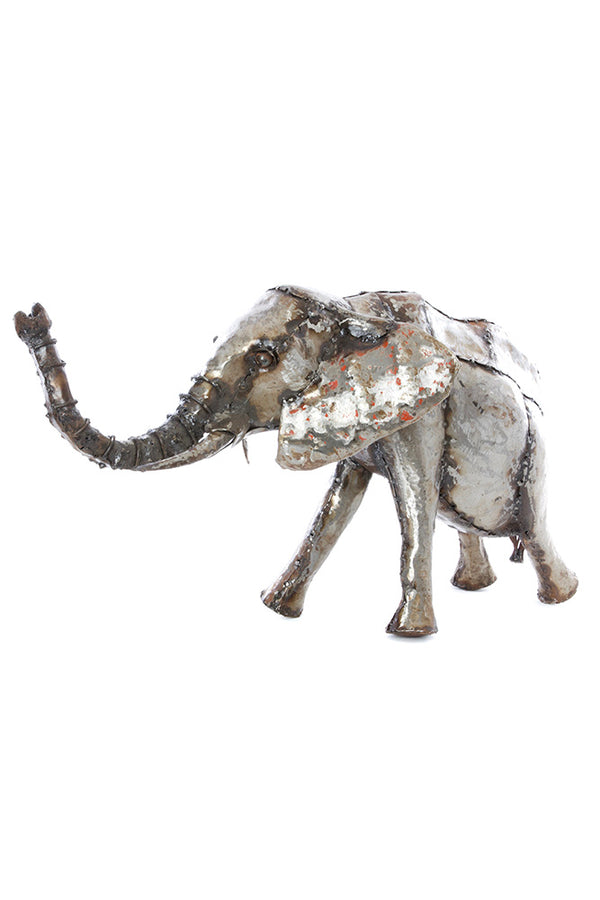 Kenyan Recycled Metal Baby Elephant Sculpture