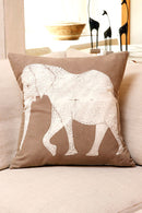 Zambian Hand Painted Dry Season Elephant Pillow Cover with Optional Insert