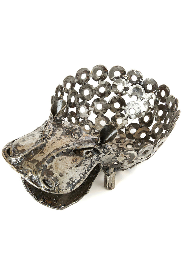 Recycled Metal Sitting Hippo Planter from Kenya