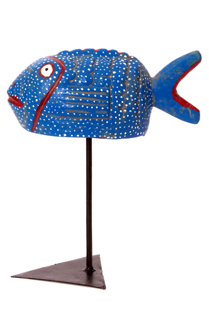Miniature Blue Bozo Fish Mask from Mali