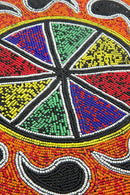 12" Intricately Beaded Rainbow Paisley Plant Stand