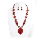 Ruby Red Pendant Necklace & Earrings